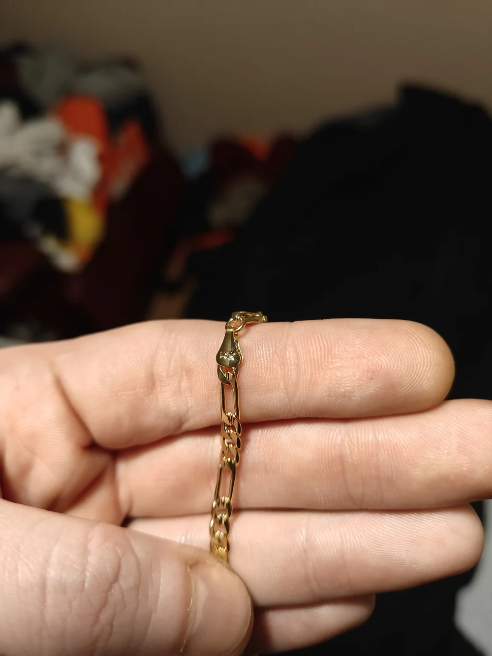 Stamped 14k Gold Figaro Chain Bracelet - Men Accessories